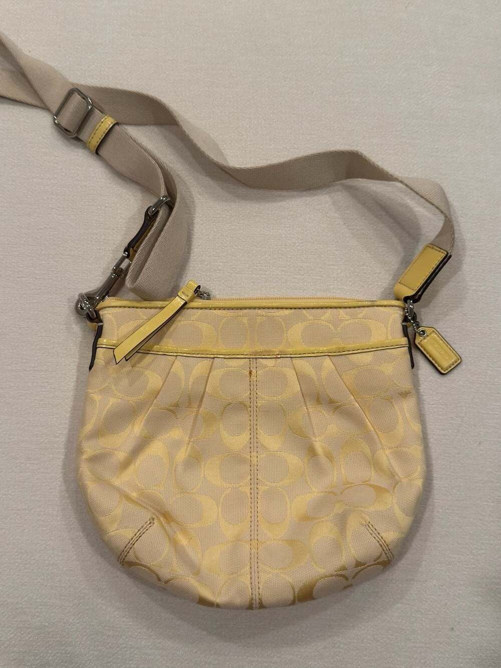 Coach Signature C Yellow Crossbody Bag 9x8 Yellow Jacquard
